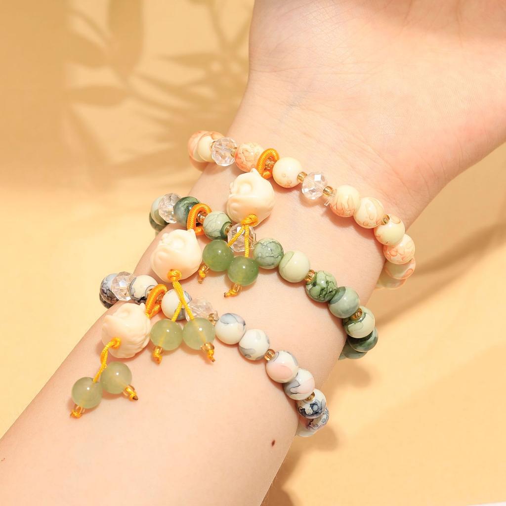 Dopamine glass beaded lion bracelet summer new girlfriend bracelet sweet small fresh candy color women's jewelry