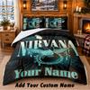 Σετ Κλινοσκεπασμάτων με Σχέδιο Nirvana 3 Τεμαχίων Προσαρμοσμένο Όνομα, Σεντόνι και Μαξιλαροθήκες Για Υπνοδωμάτιο Σπιτιού