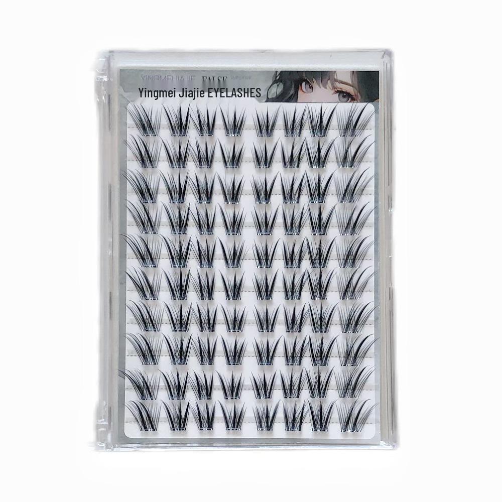 Natural Fox Style Comic False Eyelashes - Glue-Free, Large Capacity, Slanted Fly Design