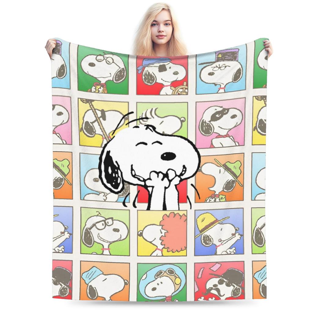 Snoopy & Woodstock Pattern Blankets Fleece Funny Soft Throw Blankets for Bedspread Winter