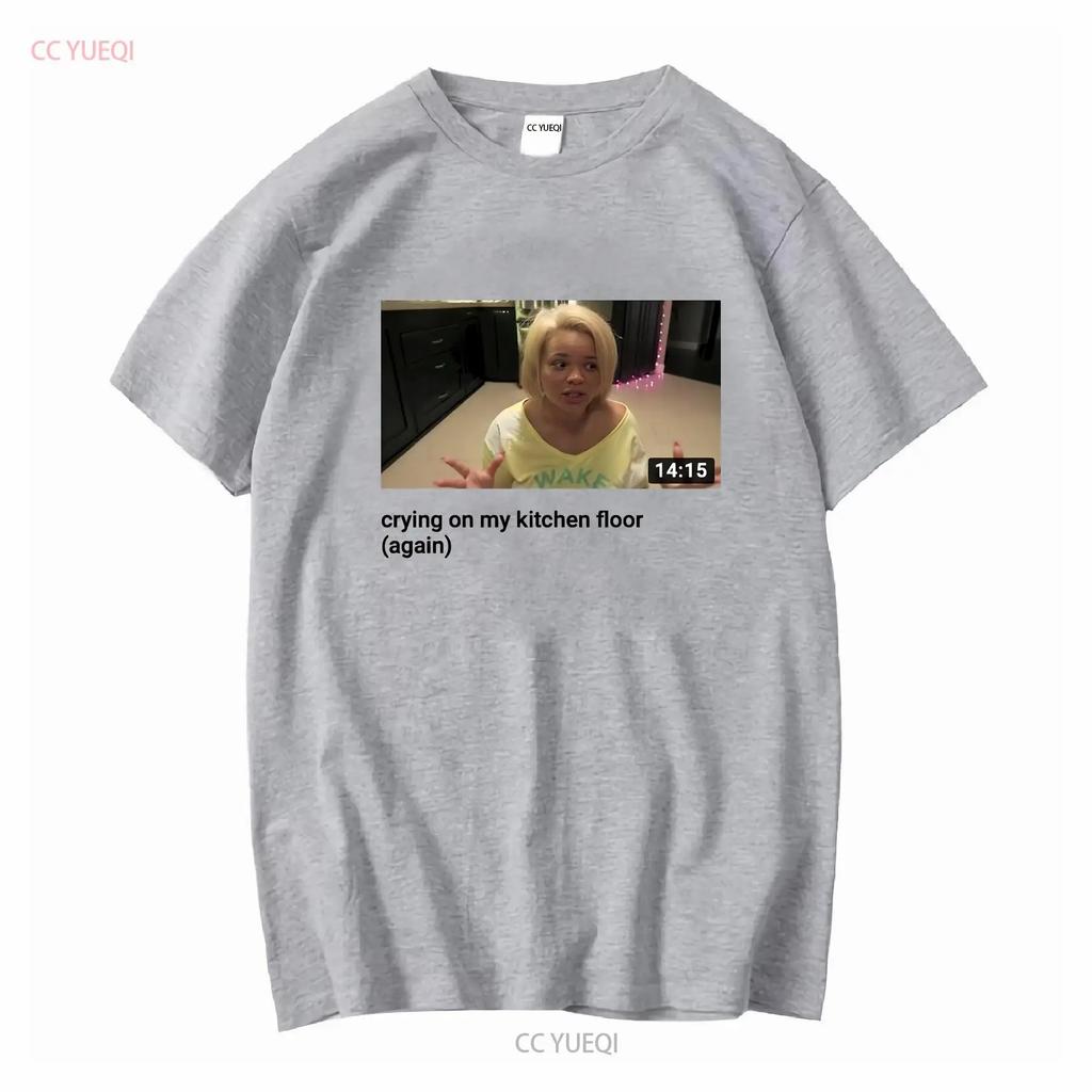 White T shirt iconic Trisha pastas YouTube video crying on kitchen floor long or short sleeves vintage Washed homme Unisex soft