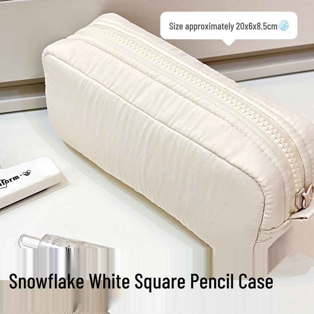 Sea Salt Blue Large Capacity Japanese-Style Pencil Case - Simple, Solid Color Student Stationery Bag