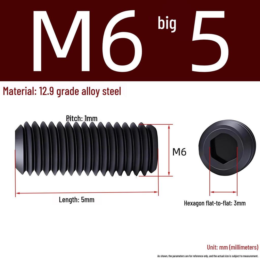 Grade 12.9 Hex Socket Headless Set Screw (M3-M16)