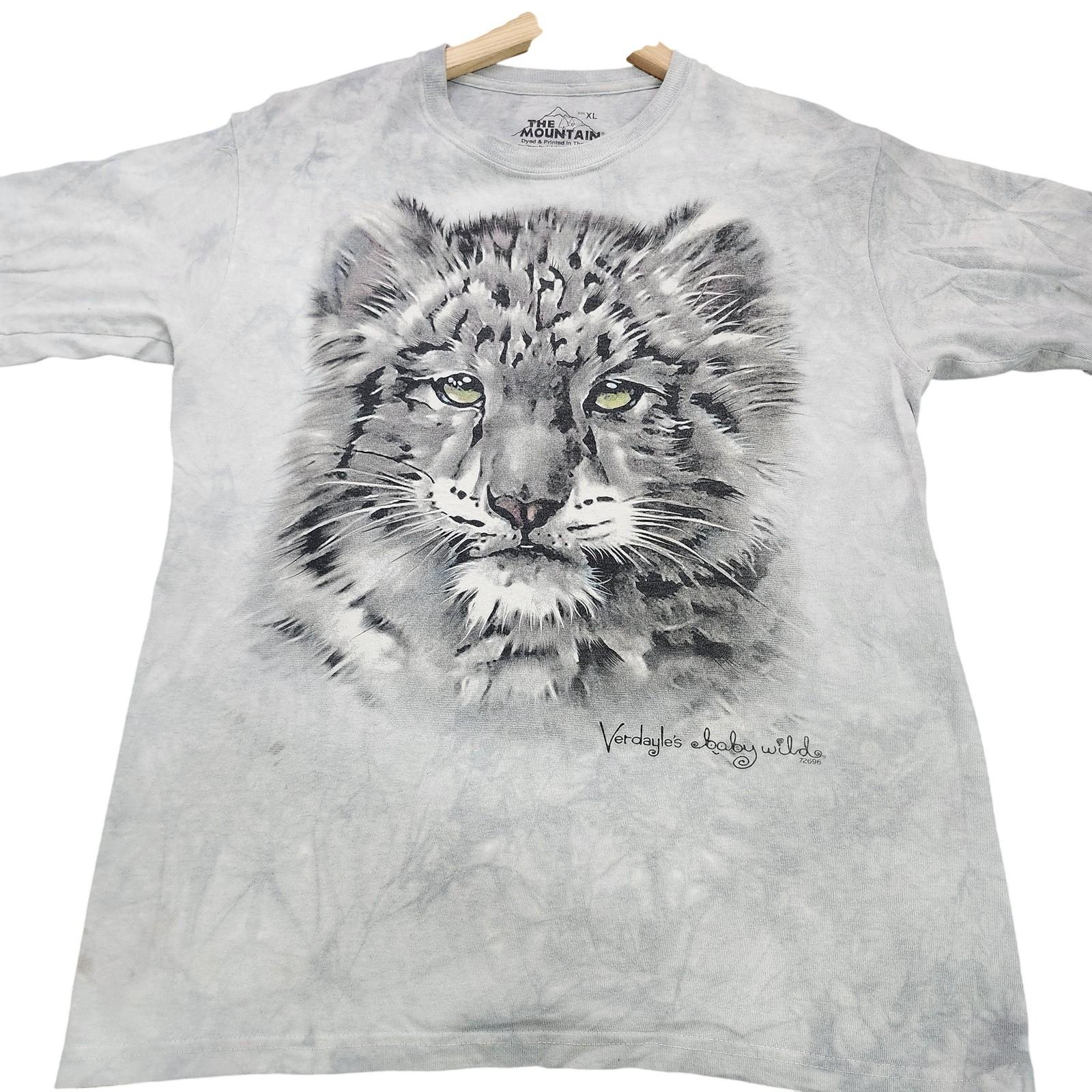 The Mountain Shirt Mens XL Gray Snow Leopard Graphic Tee Sacramento Zoo Wildlife Unisex T-Shirt S