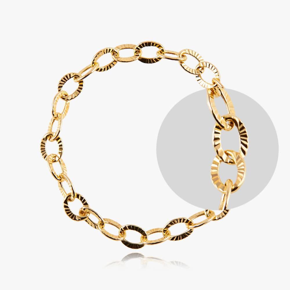 14K 18K Hollow Scallop Cut Oval Chain Gold Ring