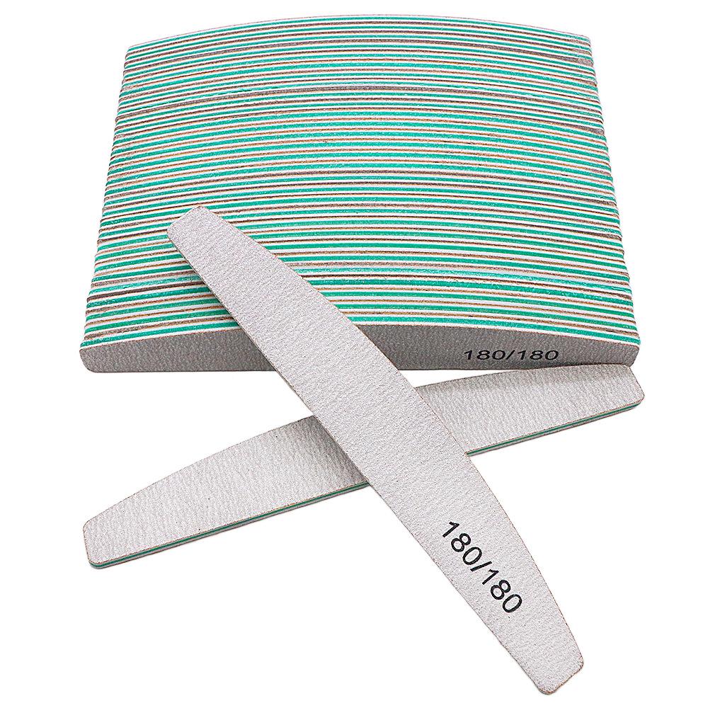 Gray Half-Moon Nail File - Double-Sided Colored Core Sanding Strip for Nail Art