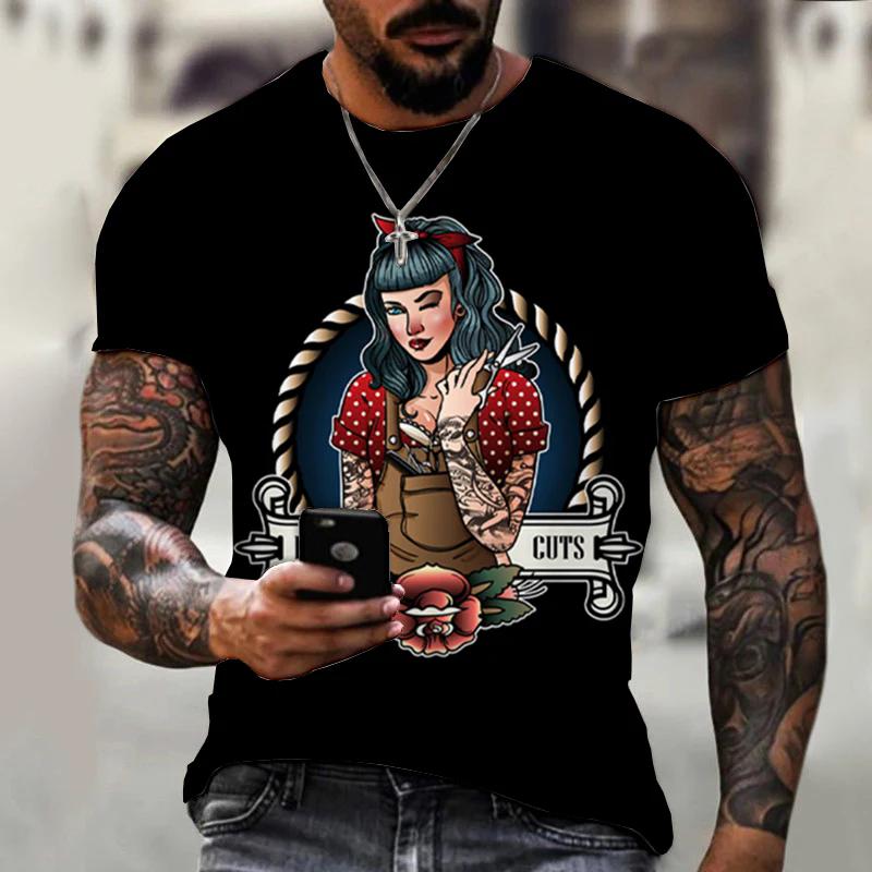 Street Men's T-shirt Hairdressing Pattern Casual Short Sleeve O Neck Fashion Hot Seller Funny 3D Printed Harajuku Hip Hop Shirt