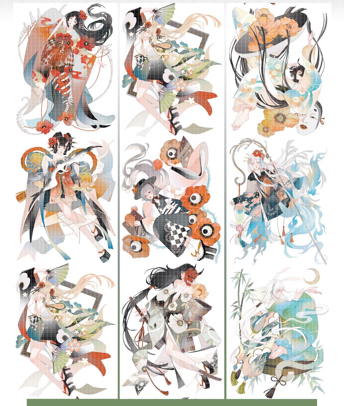 Ancient Dark Shiny Washi Pet Tape Many Designs Journal Decoration Ghosts Phoenix Dance Demon Spectrum Mountain