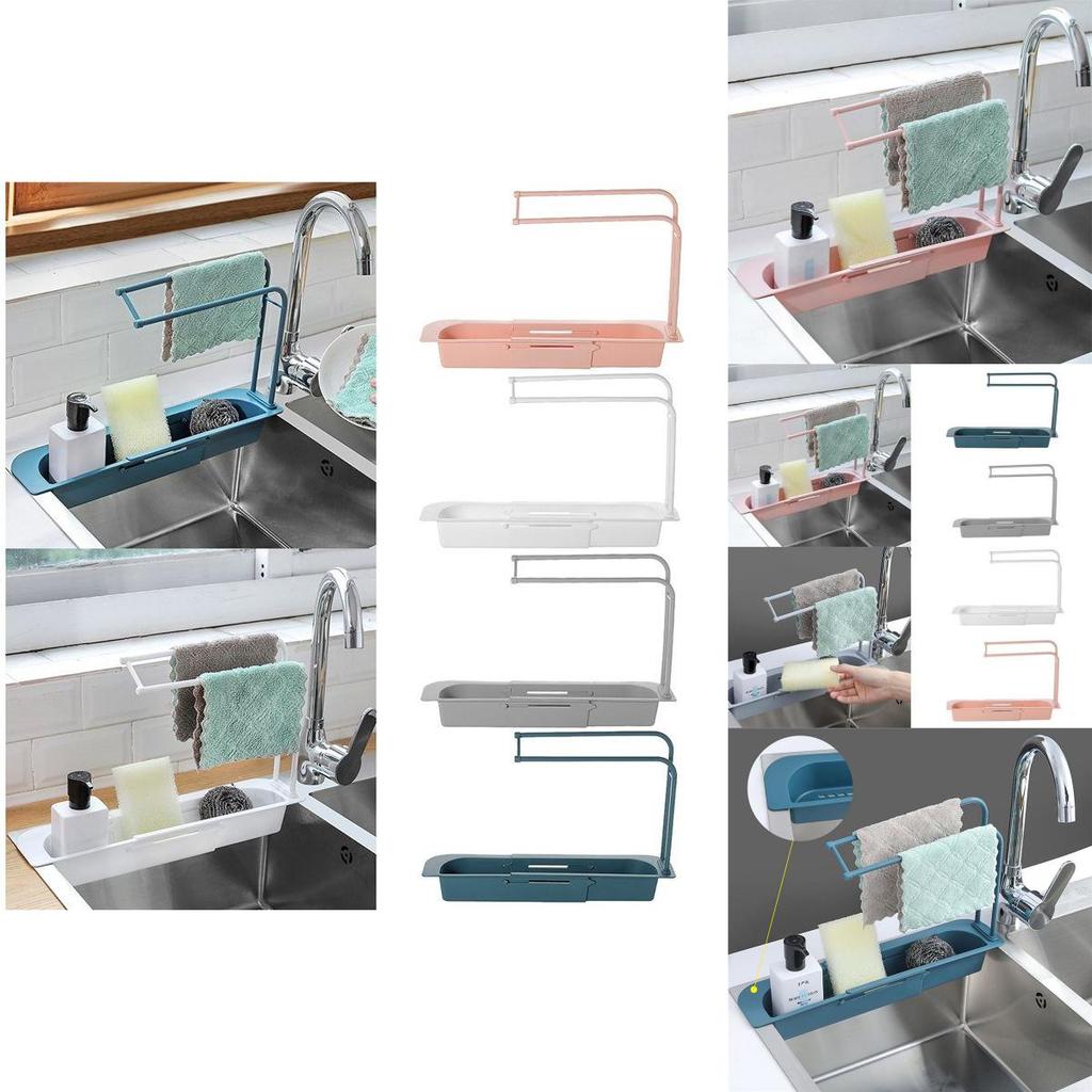 Expandable Telescopic Sink Rack Holder With Adjustable Storage For Kitchen Essentials