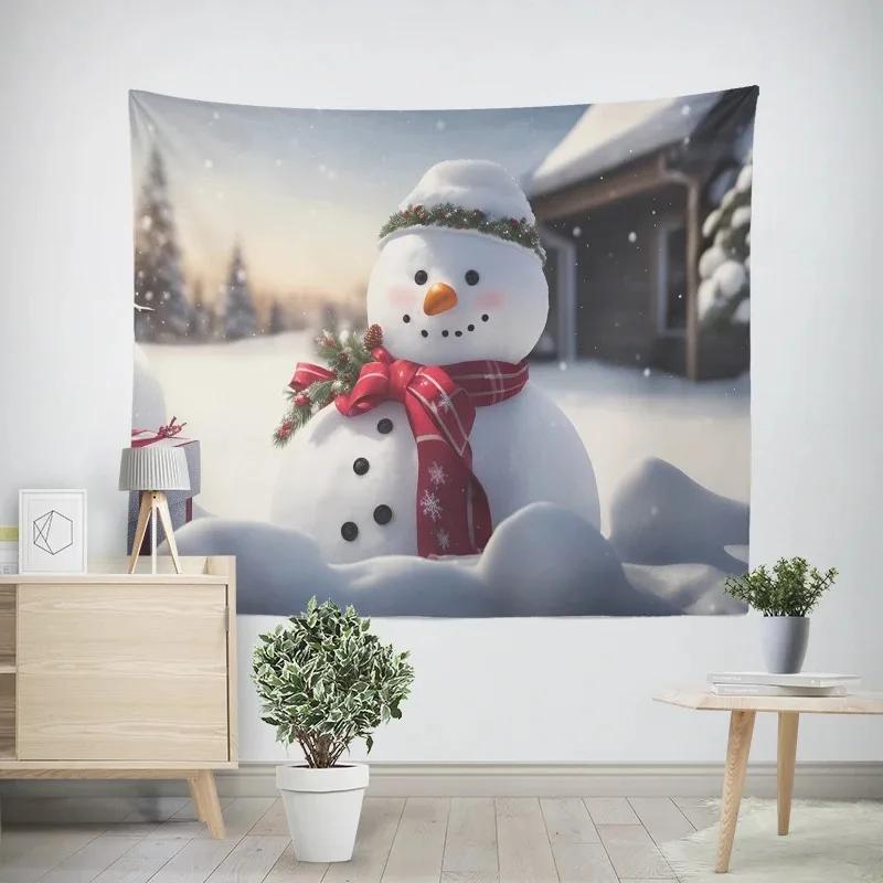 Christmas New Year Snowman Pattern Tapestry Living Room Sofa Home Decor Tapestry