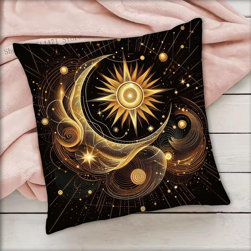 1pc Tarot Card God Sun Face Moon Pillow Case Square Bedroom Sofa Leisure Comfort Cushion Car Living Room Home Decoration