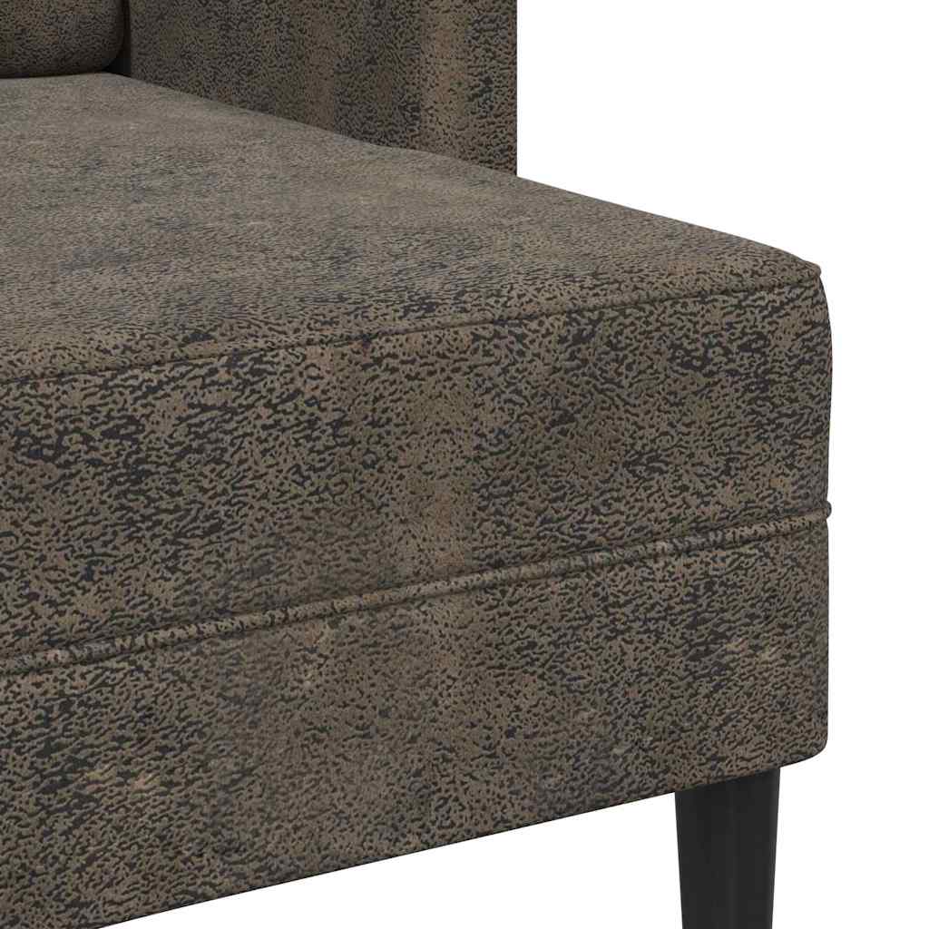 2 Seater Sofa with Chaise Longue L Shaped Dark Grey 125 cm Faux Leather