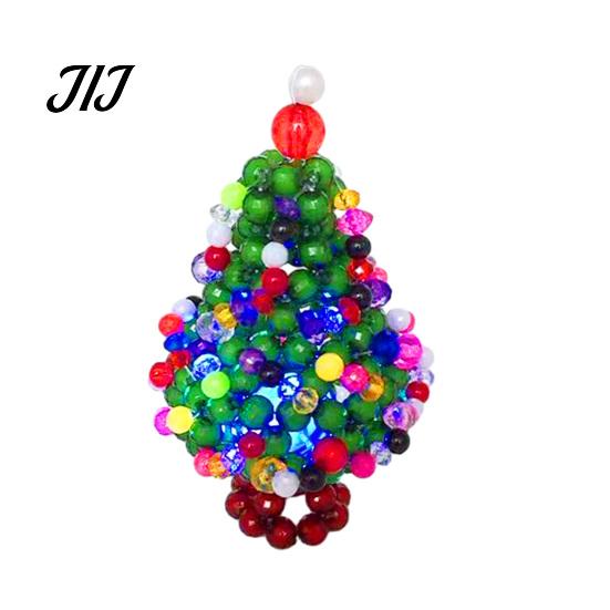 DIY Christmas Craft Kits Handmade Beaded Tree Ornament, Sparkly Crystal Bead Mini Seasonal Home Decorations Tabletop Decor, Hand-Woven Xmas