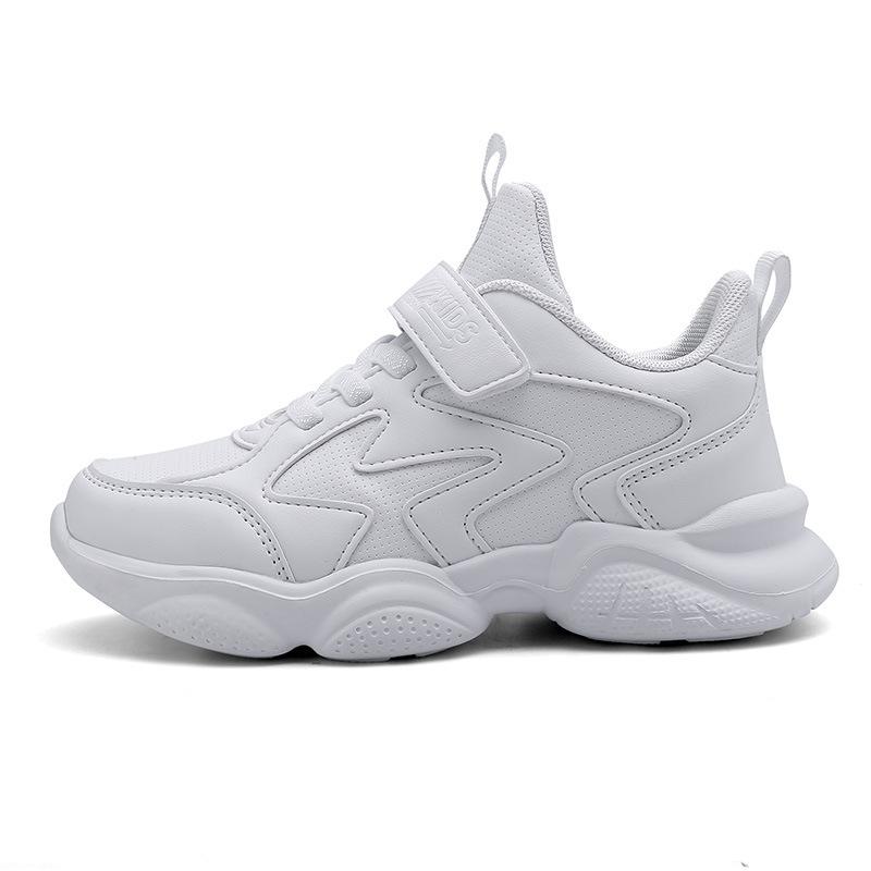 Spring and Summer Net Girls' Little Autumn and Winter Hollow Double Leather Classmate Sneakers Sports Air Freight White Casual Light Shoes