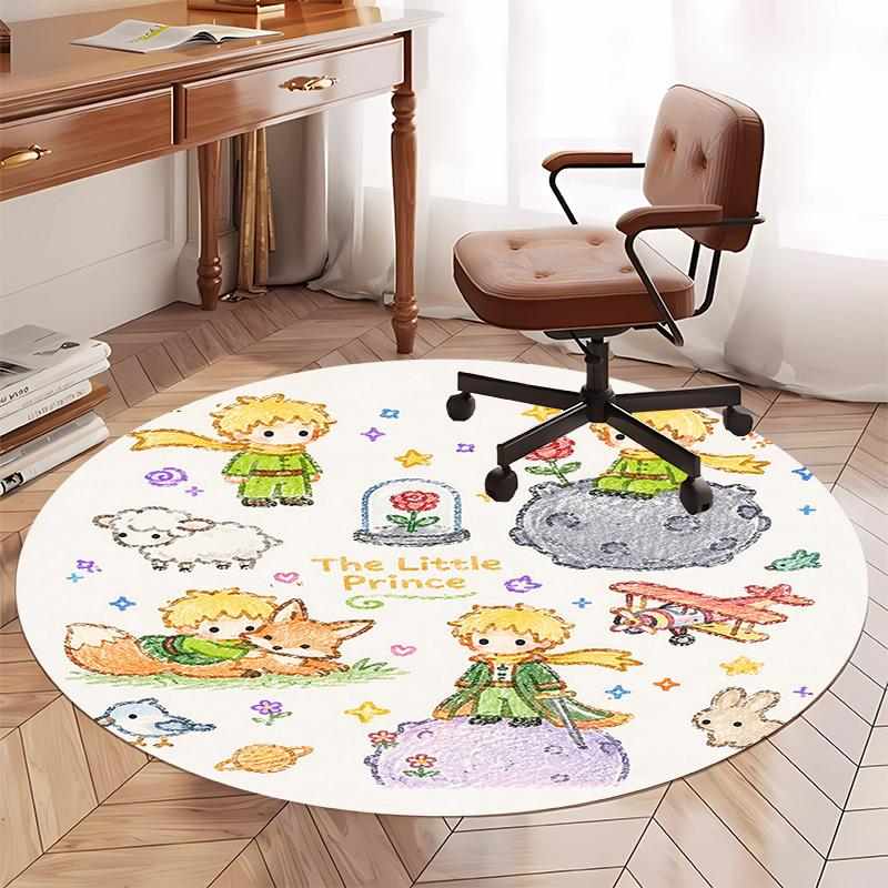The Little Prince Printed Round Rug Carpet Chair Rug Area Rug Entryway Doormats,for Office Chair Living Room Bedroom Kitchen Room.