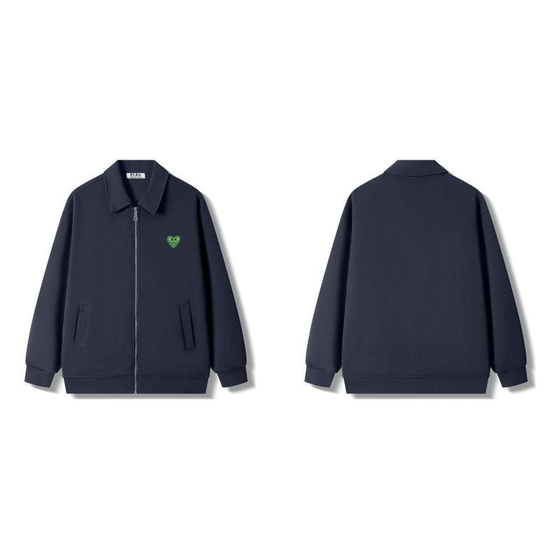 Comme Des Garcons PLAY Classic Green Heart Hoodie Mens Loose Fit Zip Cardigan Wear