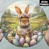 Vintage Easter Bunny & Egg Round Metal Sign 8 Inch Spring Wall Plaque Holiday Party Home Office Decor