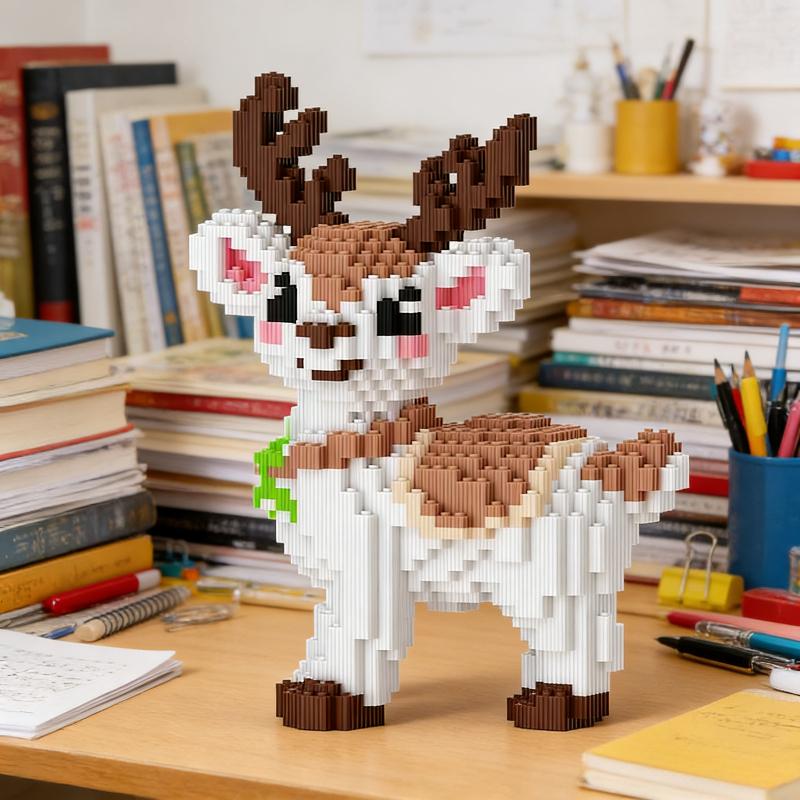 3200pcs Cute Deer Building Block Toy 3d Model Assembly Children's Toy Tabletop Decoration Children's Birthday Gift