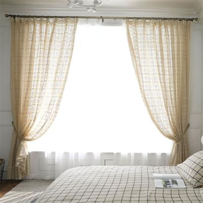 300x260cm Vintage Lace Sheer Curtains - Ready-Made Farmhouse Crochet Drapes for Bay Window & Floor-Length Windows | Handmade Boho Room Divider