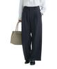 ROPE PICNIC Lady Handsome Series Navy L Wool-Like Waist-Tuck Semi-Wide Pants/Set-Up Compatible, (40)