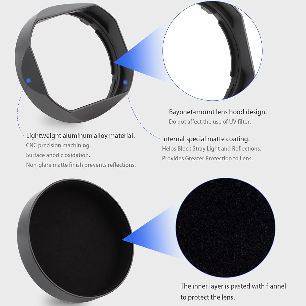 Haoge LH-X13B Bayonet Square Metal Dedicated Lens Hood for Fujinon XF 18-55mm F2.8-4 R LMOIS Lens and Fujinon XF 14mm F2.8 R Lens (with X-Pro3 XT30 XT