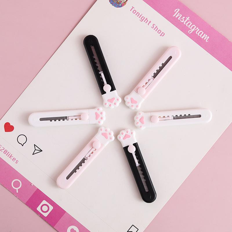 Cute Cartoon Cat Paw Utility Knife - Small Portable Paper Cutter with Fun Designs