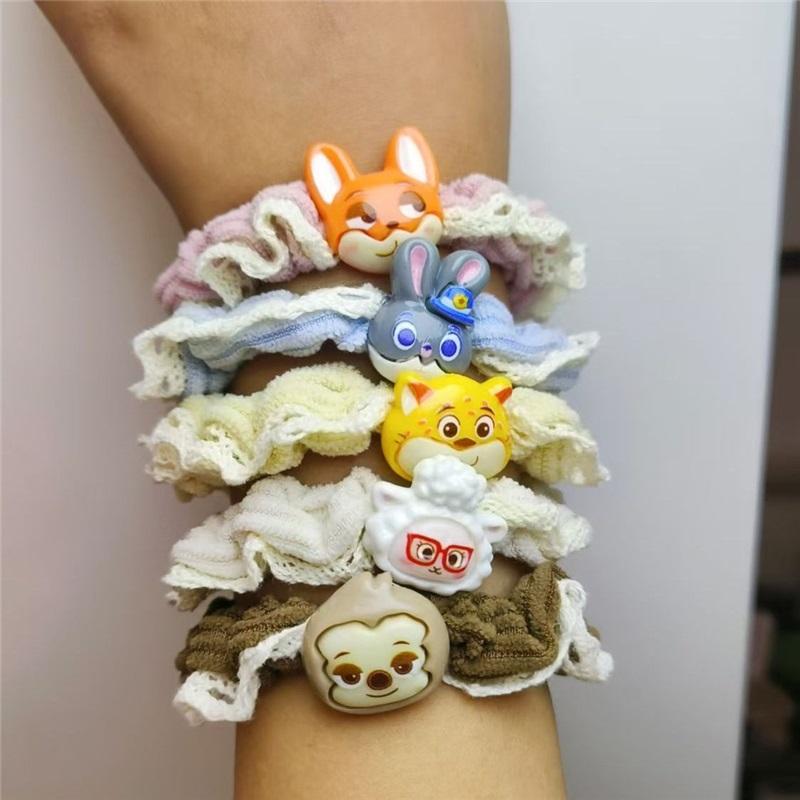 

Cartoon Zootopia Judy Nick lace plush hair band sweet girl ponytail small intestine cute hair rope 1 random