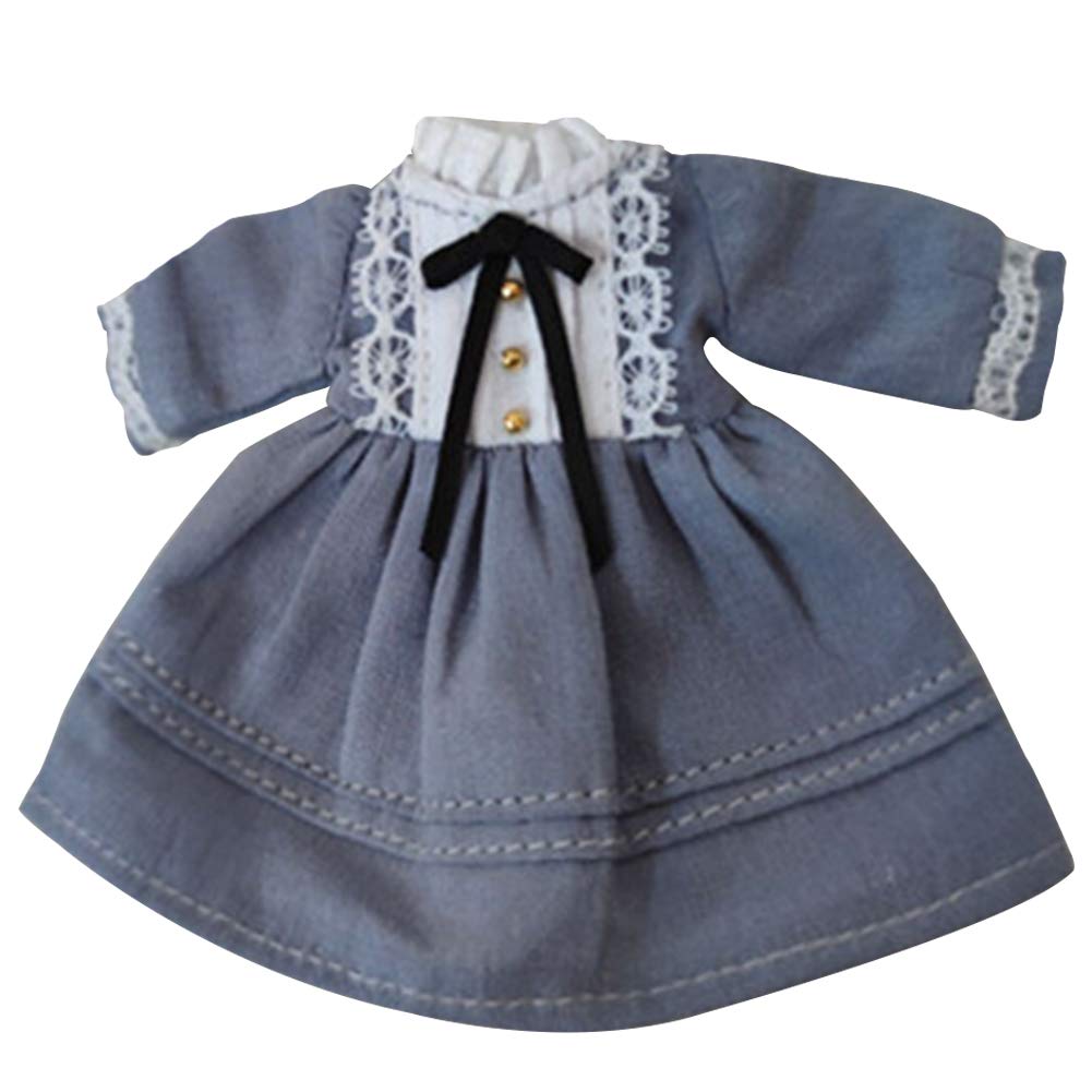

HIGHAWK OB11 Western-style Obitsu 11 Clothes ob11 BJD Dress, Bow Color, Toy Doll, 11cm, Cute Skirt, Retro Doll Outfit (Blue)