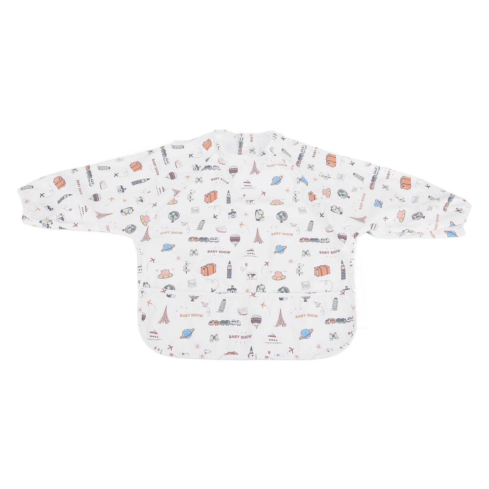 

Слюнявчик с длинным рукавом и карманом, водонепроницаемый ПУ, застежка на кнопках, одежда для прикорма для малышей от 18 до PUZY007