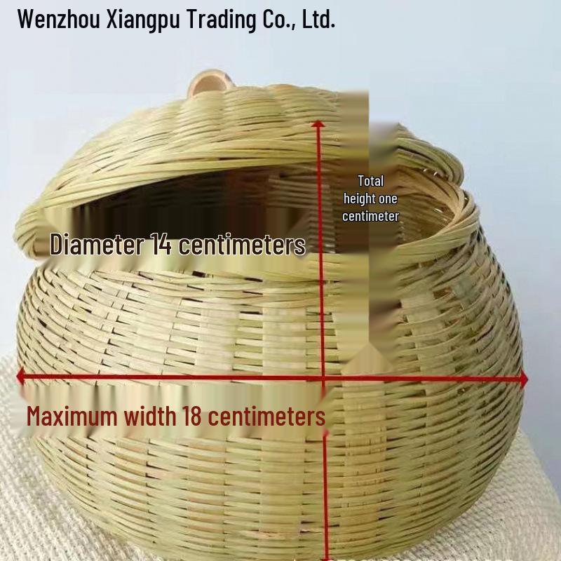 Bamboo Woven Pumpkin Basket with Lid for Tea, Snacks, and Egg Storage