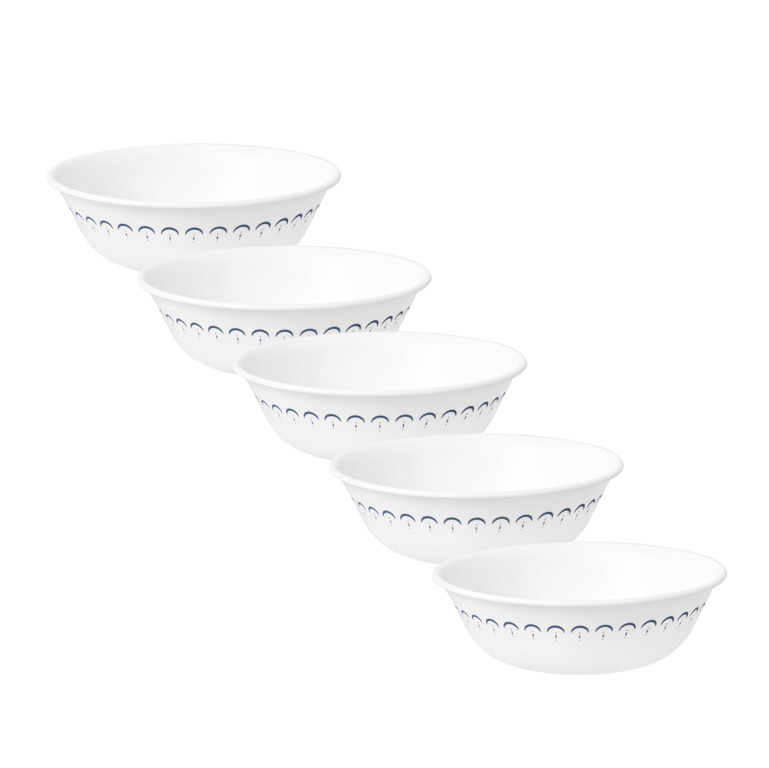 

Pearl Metal CORELLE Caspian Lace Medium Bowls, 16cm Diameter x 5cm Height, Shatter-Resistant, Lightweight, J418-CPL, Set of 5 (CP-1964)