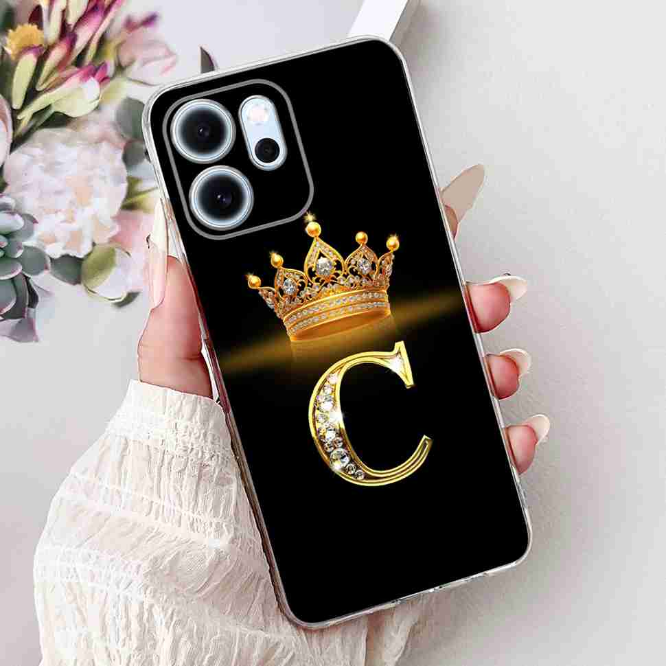 For Oppo Reno14 F 5G 6.57" Case Popular Design Letters A-Z Crown TPU Soft Silicone Cover For Oppo Reno 14F CPH2743 Phone Casing