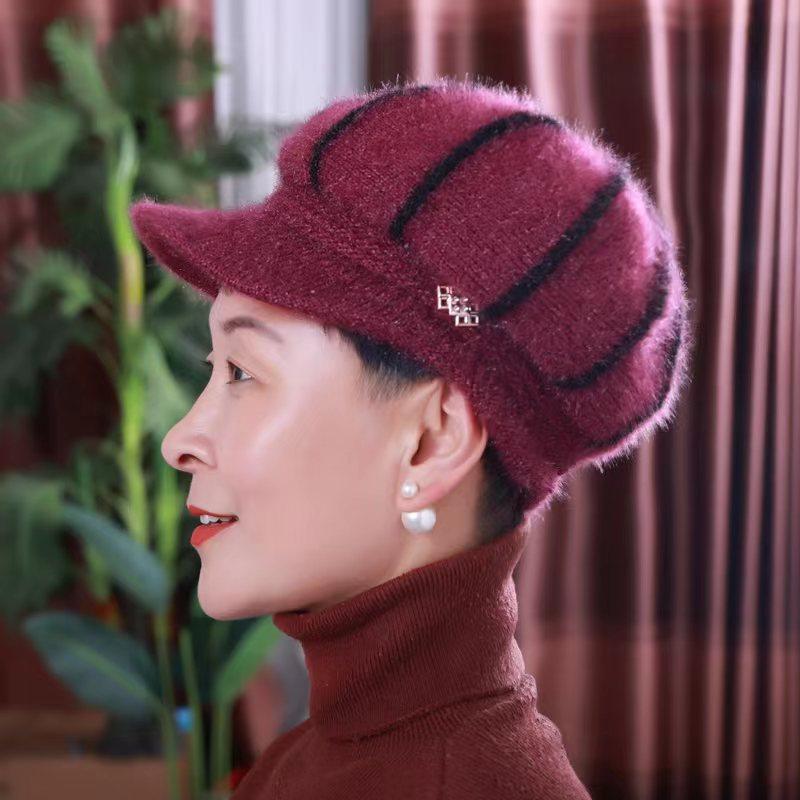 

Обработка зимняя материнская шляпа женская бархатная шляпа для среднего и пожилого возраста шерстяная шляпа пожилые теплые вязаные шапки повседневные