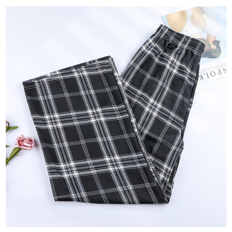 VEZFAA Women's Fashion Casual Plaid Print High Waist Trousers Pants & Capris