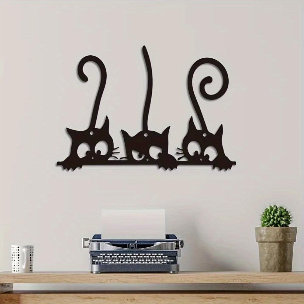 Charming Cat Metal Wall Art Elegant Living Room and Bedroom Decor Sculpture