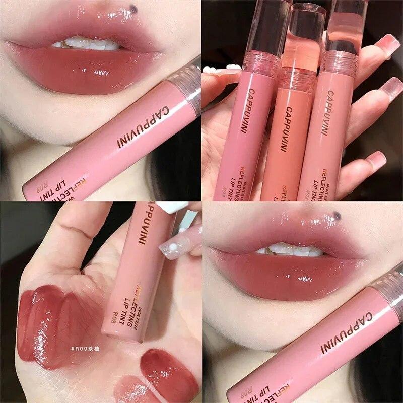 Neu 6 farbe Spiegel Färben Lip Gloss Feuchtigkeitscreme Flüssigkeit Lippenstift Wasserdicht Langlebige Rote Lippen Tönung Koreanische Make-Up Kosmetische