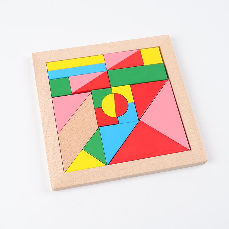 Wooden 3D Tangram Puzzle for Kids - Shape Recognition Building Blocks