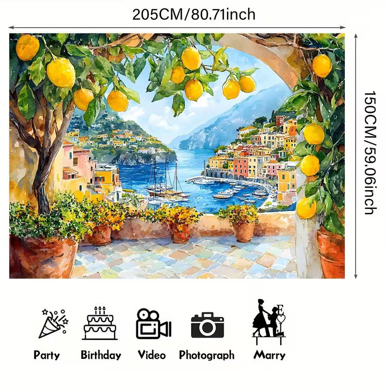 2D Sommerurlaub Wandteppich, Mittelmeerblick für Party & Heimdekoration
