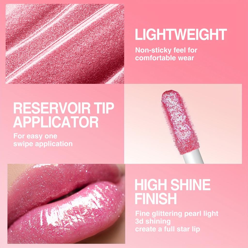 8 Colors Shimmer Lip Gloss Set Moisturizing Plumping High Shine Lip Glaze Long Lasting Non Sticky Glossy Lip Makeup for Women