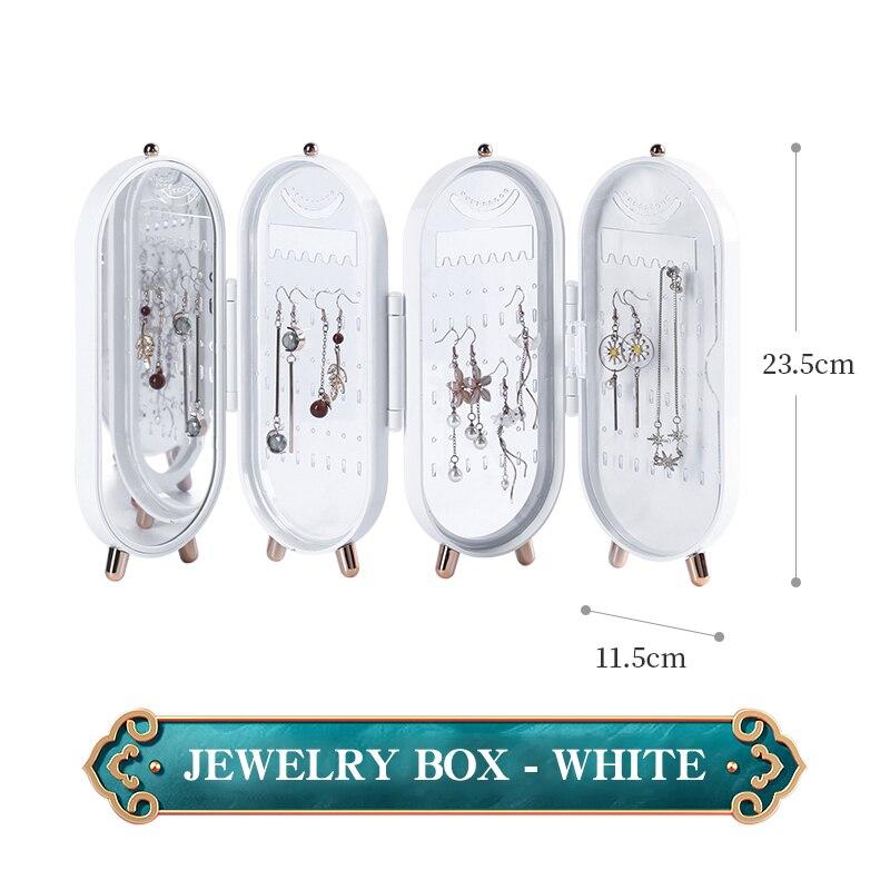 New Foldable Jewelry Storage Box Household Earrings Necklace Display Stand Luxury Retro Screen Organizer Case