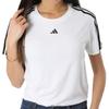 Adidas Contrast Logo Print Stripe Shoulder Crew Neck T-Shirt Women Tops White IC5040