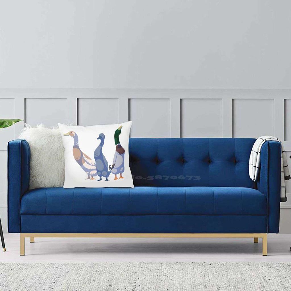 Runner Duck Trio Throw Cushion Pillow Cover Pillowcase Funny Duck Runner Ducks Indian Runner Duck Three Ducks Waterfowl Farm
