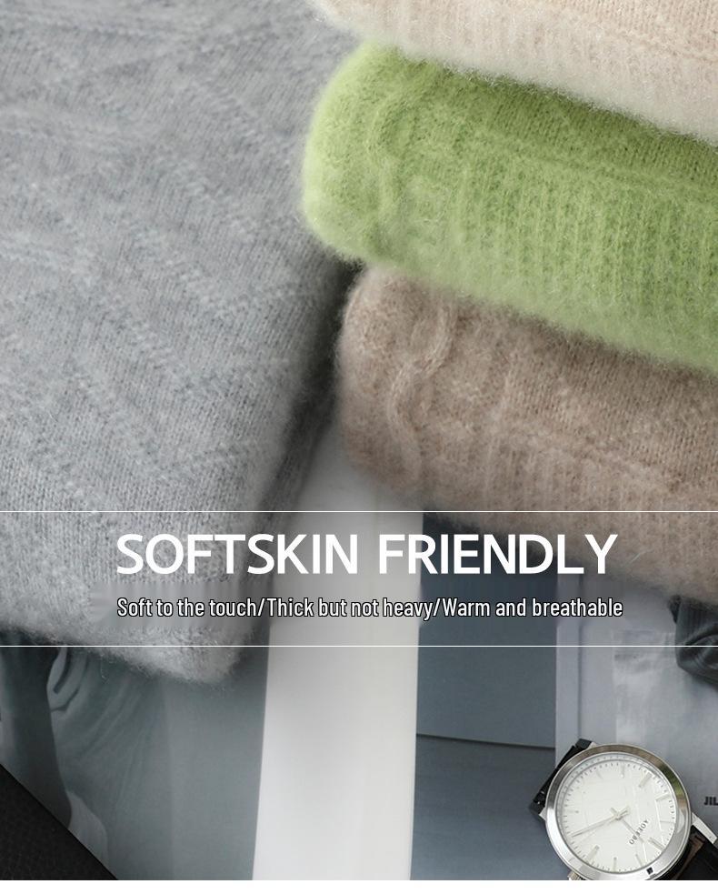 Men's Soft Half-Zip Pure Wool Sweater - Thick, Loose, Stylish Pullover for All Ages