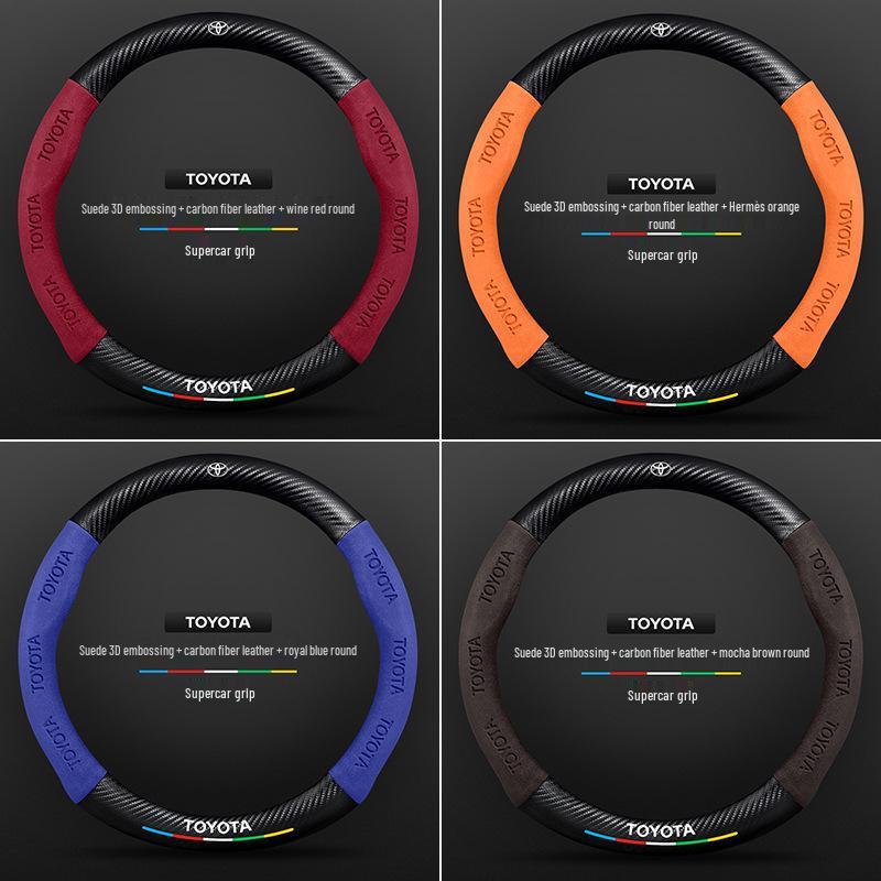 Protiskluzový kožený potah volantu z uhlíkových vláken pro Toyota Prado