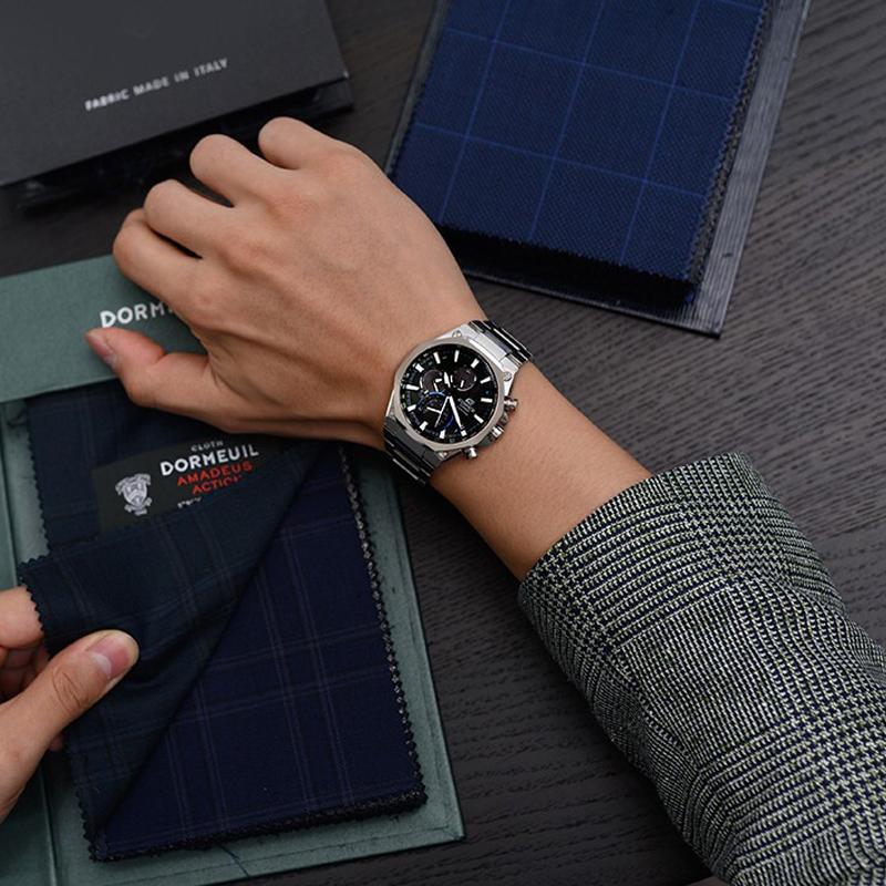 Casio Edifice Bluetooth Solar Klassiek Drie Ogen Zes Wijzers Kwarts Horloge Herenhorloges Zwart EQB-1100YD-1APR
