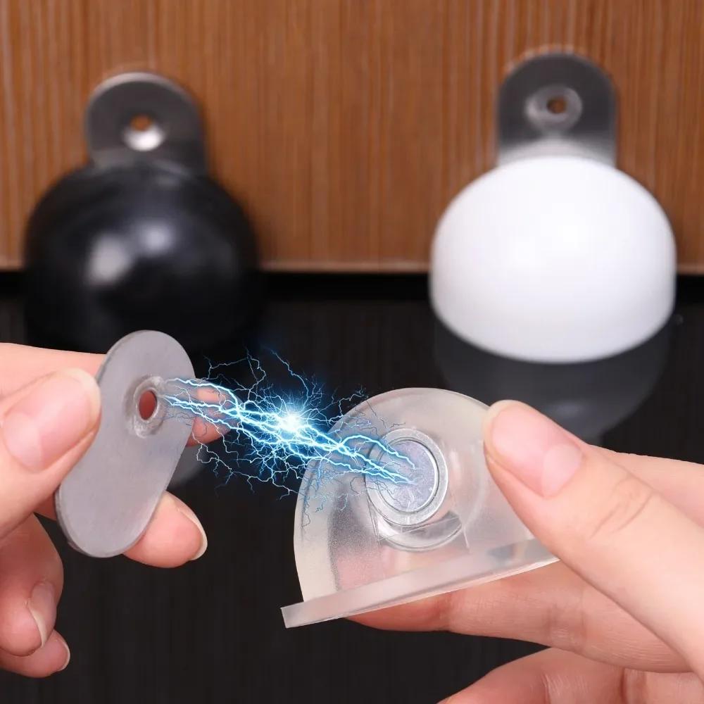Magnetic Silicone Door Stops Hidden Stainless Steel Semicircle Door Stops Catch Floor Mounted Nail-free Doorstop Hardware Tool