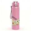 1PC Floral Cat Mama Letter Art 750ml Color Plastic Sports Water Bottle Leakproof Flip Straw Lid Suitable for Sports Office Home Use