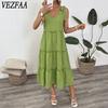 Women's Fashion Summer Spring Solid Color Print Sleeveless V-Neck Loose Waistline Casual Dresses