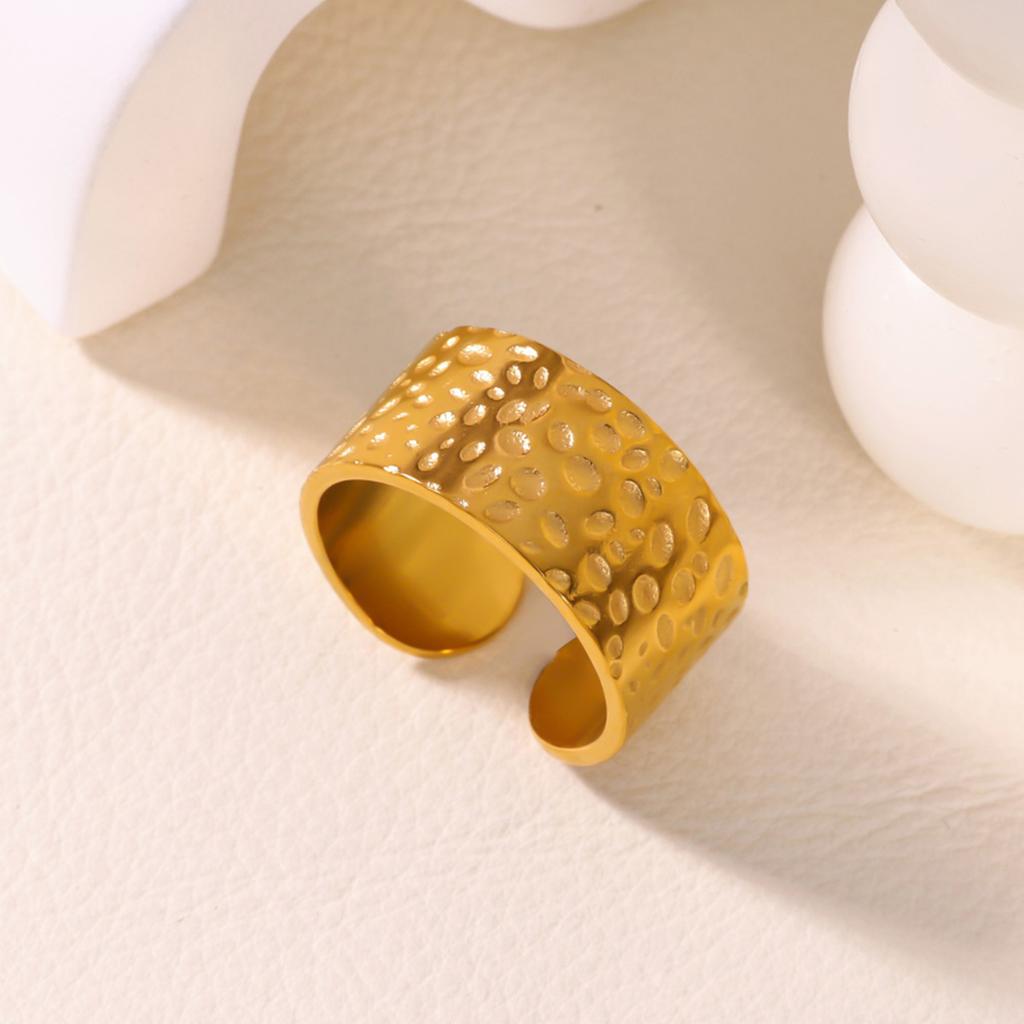Vintage Geometric Texture Rings For Women Men Gold Color Stainless Steel Ring Wedding Couple  Waterproof Jewelry