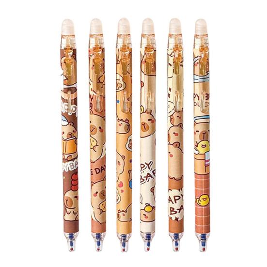 

6 шт. Рождественские стираемые гелевые ручки 0,5 мм, выдвижные ручки с синими чернилами и ластиками, праздничные школьные и офисные принадлежности